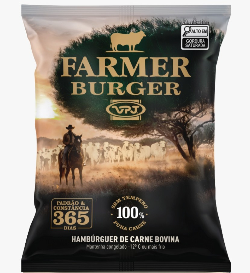 Embalagem Farmer Burger, hambúrguer de carne bovina